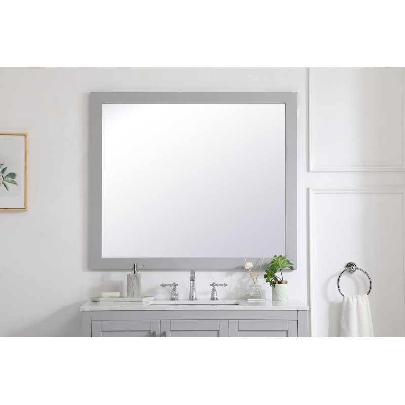 Miroir de salle de bain moderne et contemporain Metcalfe, 36 po x 42 po, gris