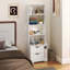 Table de chevet pratique à plusieurs niveaux avec bibliothèque et tiroirs de rangement doubles pour la chambre à coucher-1400994850