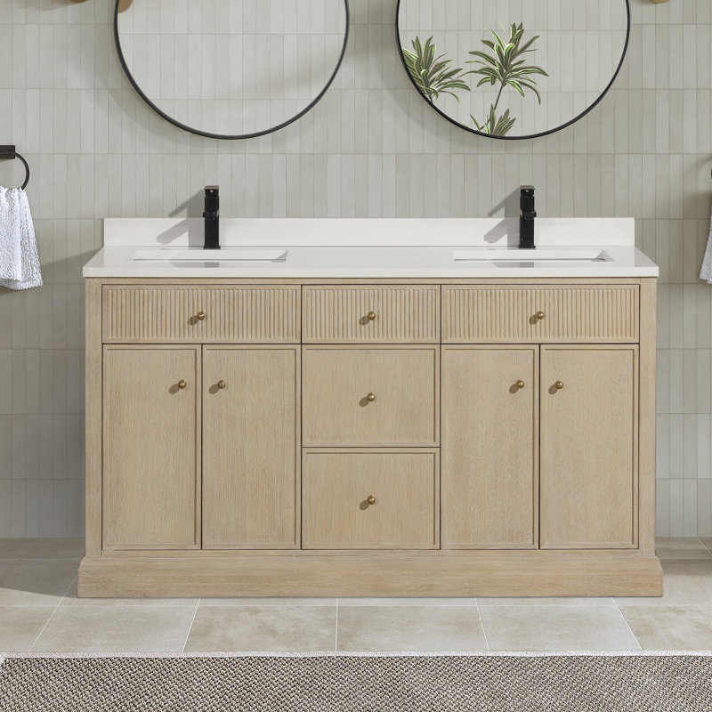 Redondo 30'' Single Bathroom Vanity With Engineered Stone Top, 60"