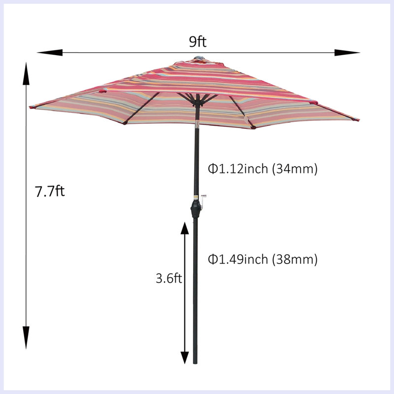 Parasol moderne de 9 pi, Rouge