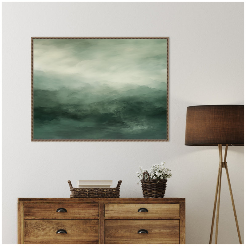 «Tonal Abstract Comforting Sage Emerald Forest Green Landscape horizontal» par The Creative Bunch Studio, reproduction d'art sur toile encadrée