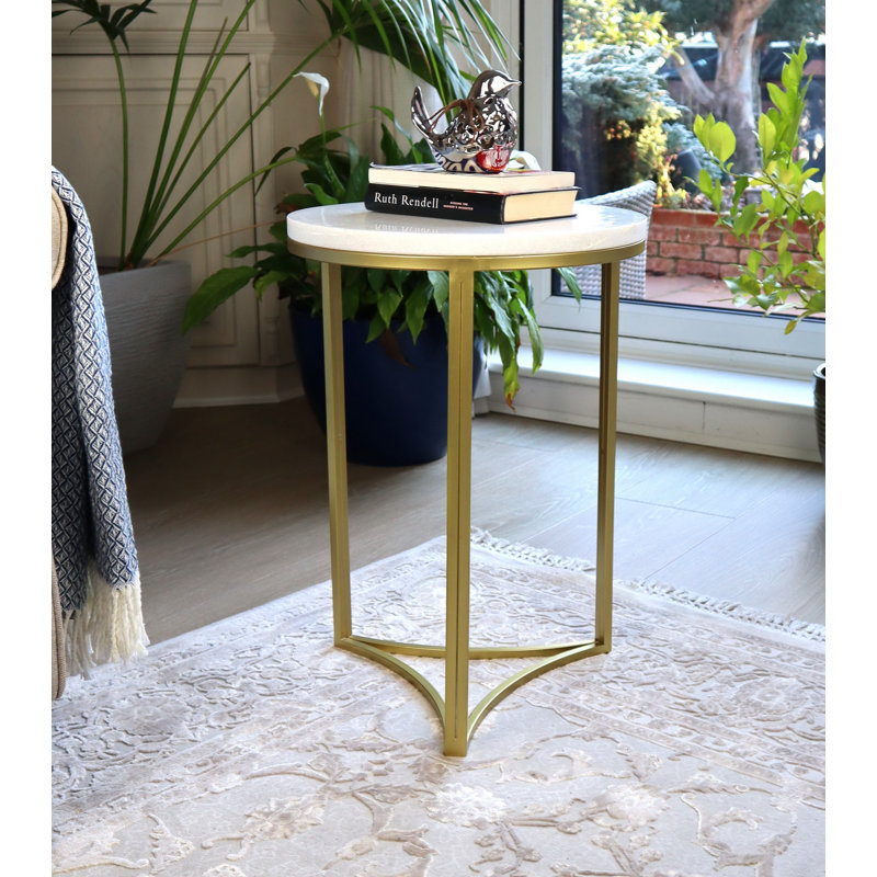 Adwolf End Table, White/Silver