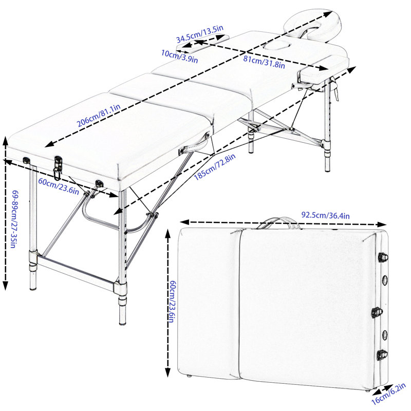 206cm Rectangular Adjustable Folding Table