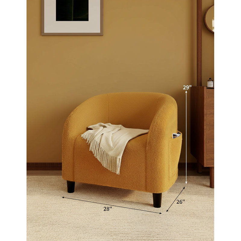 Chaises demi-tonneau en velours avec coussin moelleux, Velours brun