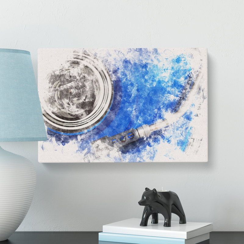 Blue Vinyl Record - Wrapped Canvas, 40cm H x 60cm W x 3cm D