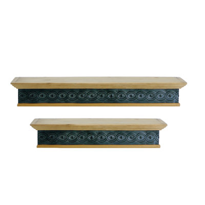 VIP Wood 33 in. Brown Wall Shelf with Helix Design Set of 2