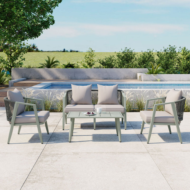 Ensemble de sièges d'extérieur durables et confortables U_STYLE, convenant aux patios, pelouses et bord de piscine, ensemble de patio, ensemble de canapé d'extérieur, ensemble de conversation
