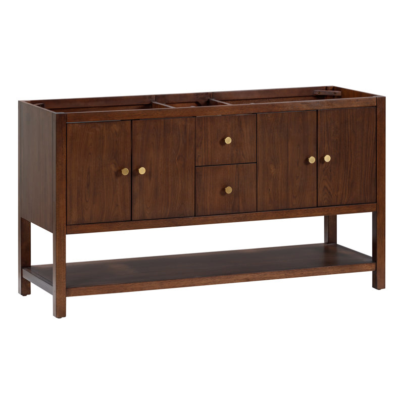 Zoe 60'' Double Bathroom Vanity Base Only in Walnut Finish