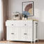 Îlot de cuisine roulant avec table de salle à manger extensible, étagère à épices, 2 tiroirs, armoire à 4 portes et roulettes-316520043