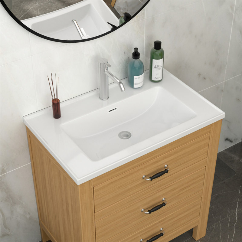 Comptoir de meuble-lavabo simple blanc 32 po x 20 po avec 1 trou de robinet et trop-plein