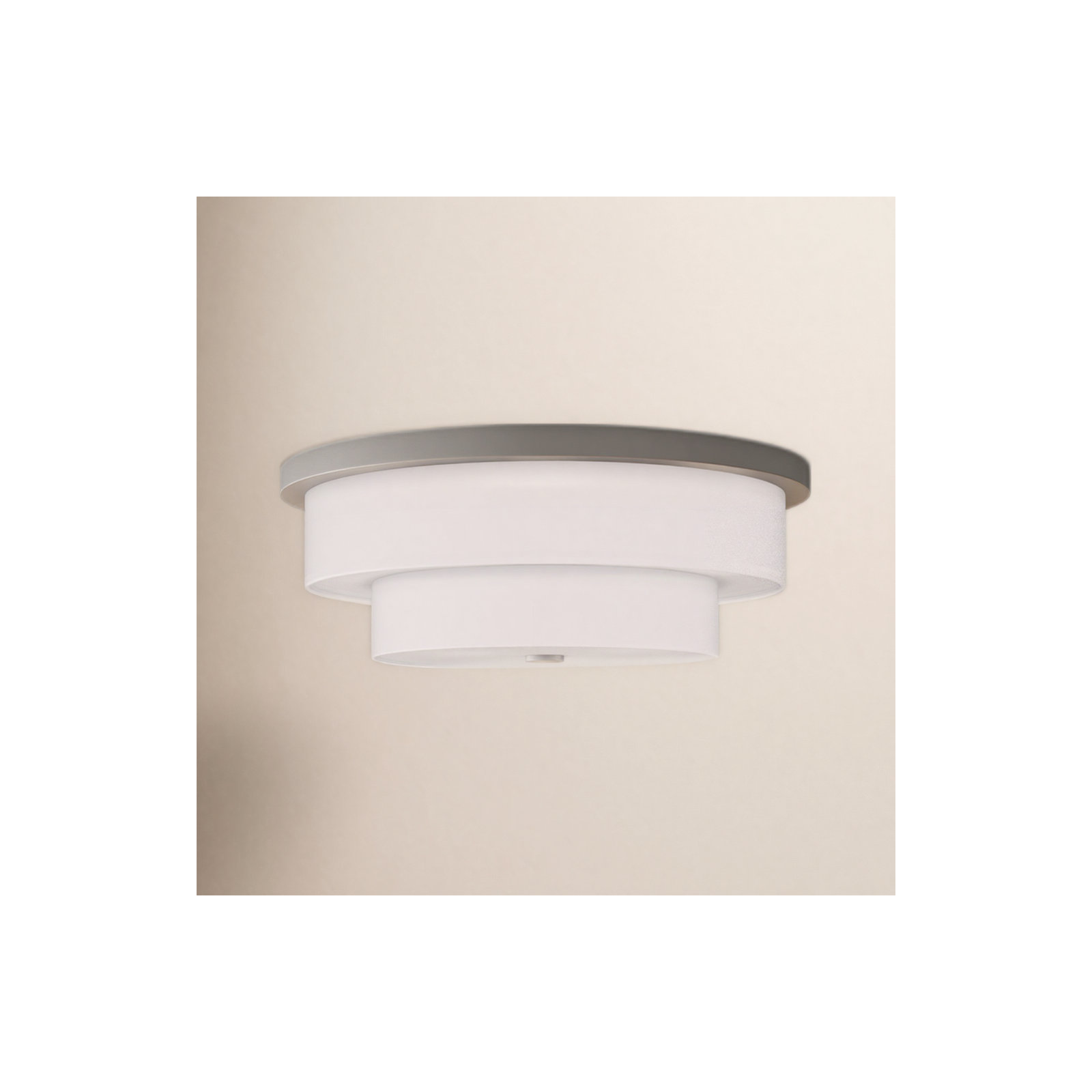 Flaire 4 Light Fabric Flush Mount, Brushed Nickel, 5 Lights, 9" H x 25.5" W x 25.5" D