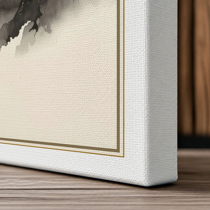 Mountains in Mist Japandi - Wrapped Canvas, 30x20 - 76.2 x 50.8 cm, White Border