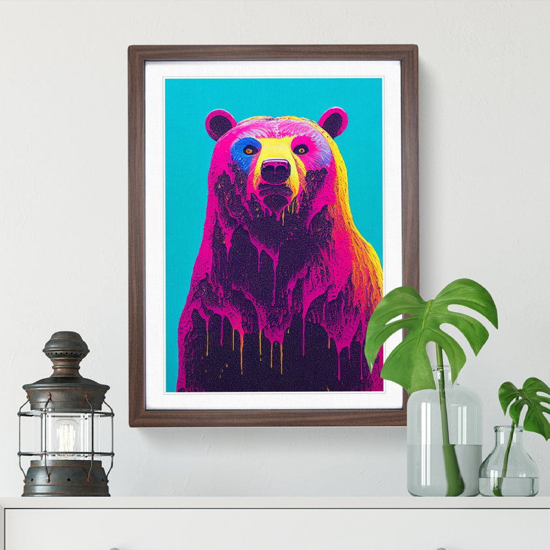 Splashed Bear No.4 Abstract - Wall Art, Walnut Framed, 64cm H x 46cm W x 2cm D, Walnut Framed
