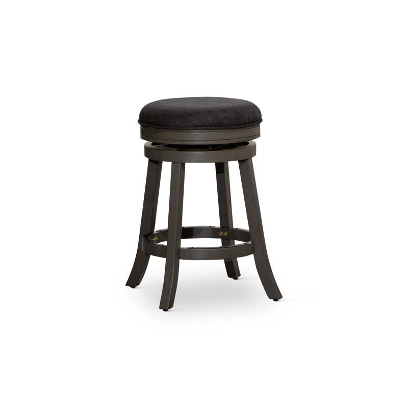 Tabouret de comptoir 24 po gris vieilli avec siège en tissu gris anthracite - Tabouret de cuisine pivotant à 360 ° en bois franc