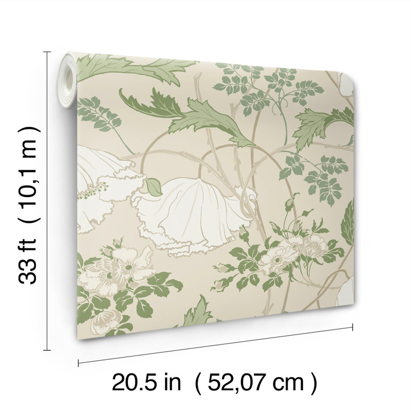 Papier peint Gwendolyn, Écru / vert