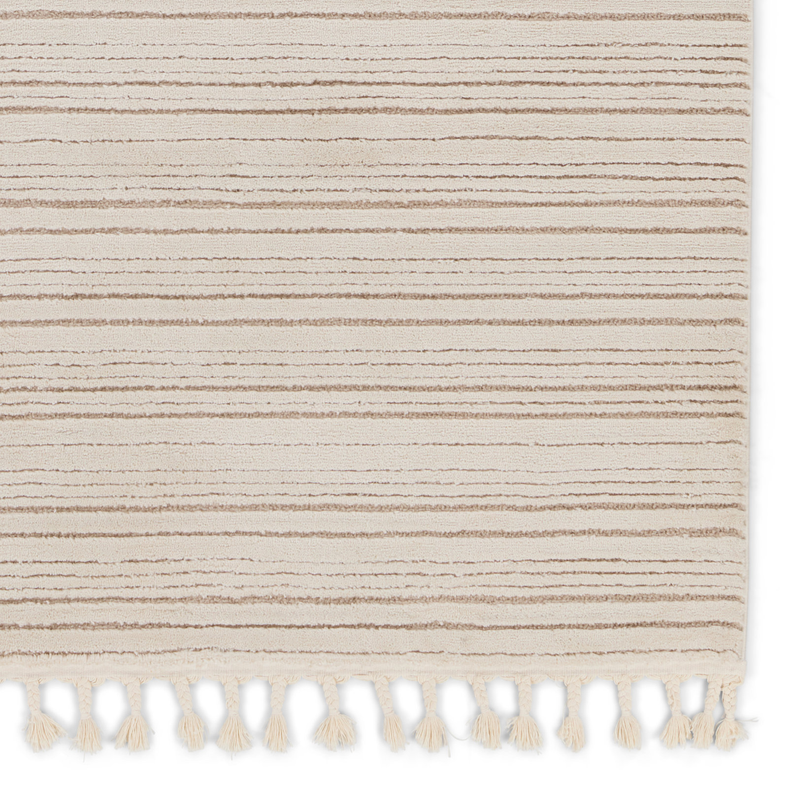 Jonie Ivory Beige Striped Rug, Rectangle 7'6" x 10'