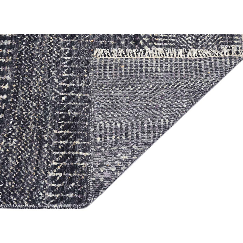 Hand-Knotted Geometric Area Rug in Charcoal, Rectangle 10' x 14'
