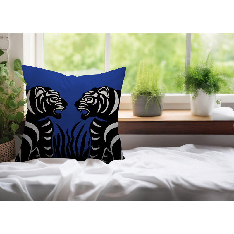 Oreiller carré réversible intérieur / extérieur Pulo Tiger, Marine, H 20 po x l 20 po