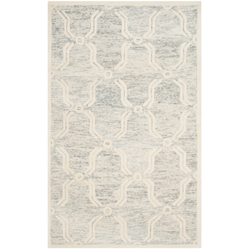 Hand Tufted Wool Geometric Rug, Rectangle 5' x 8'