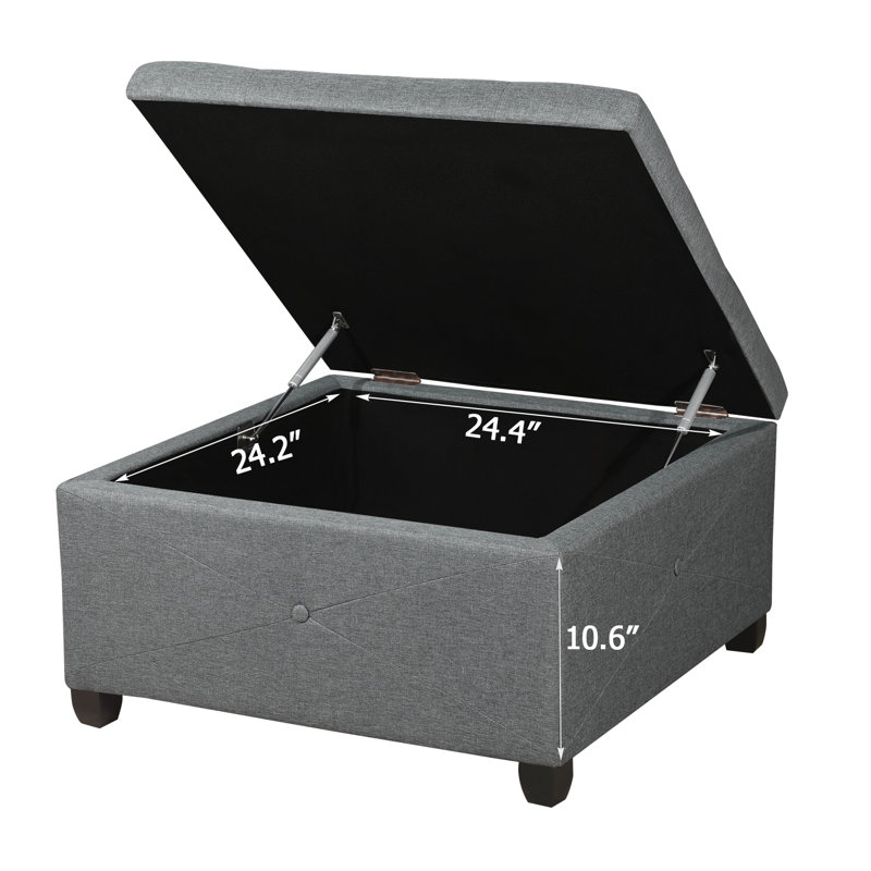 28" Linen Storage Ottoman Bench with Button Tufted 