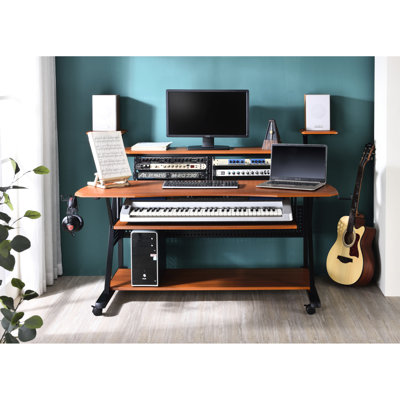Bureau de musique Willry Cherry & Black h Compartiment pour clavier, l 48 po x l 30 po