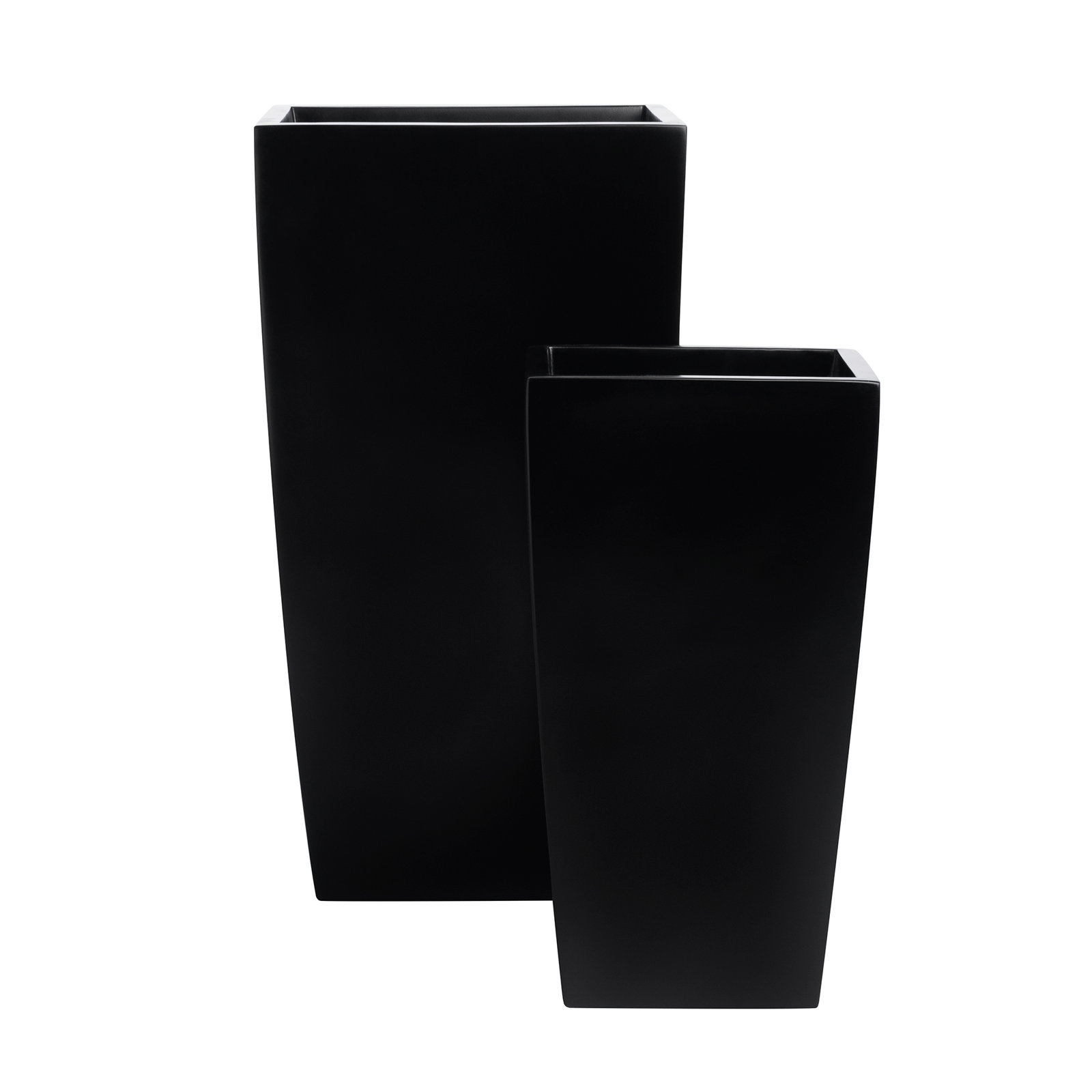 Hornell Tall Tapered Square Curved Planter, Black, 22.5" H x 12" W x 12" D