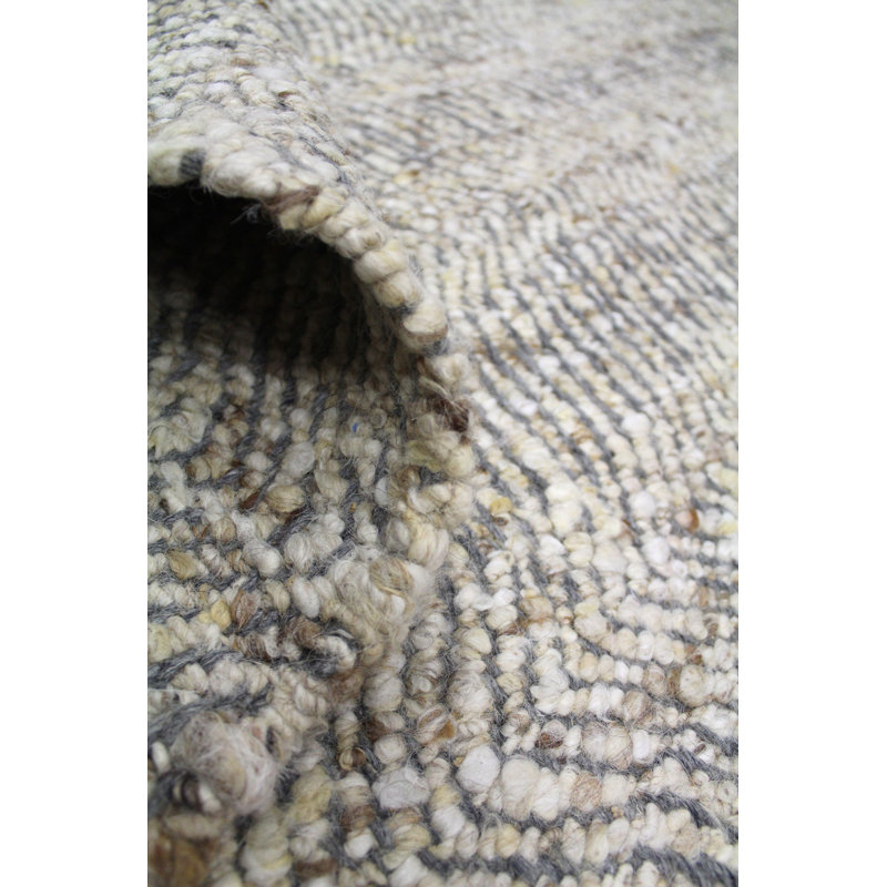 Diagonal Wool Area Rug in Brown/Charcoal/Ivory, Rectangle 8'8" x 9'9"