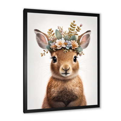 Cute Baby Rabbit With Floral Crown I " Cute Baby Rabbit With Floral Crown I "