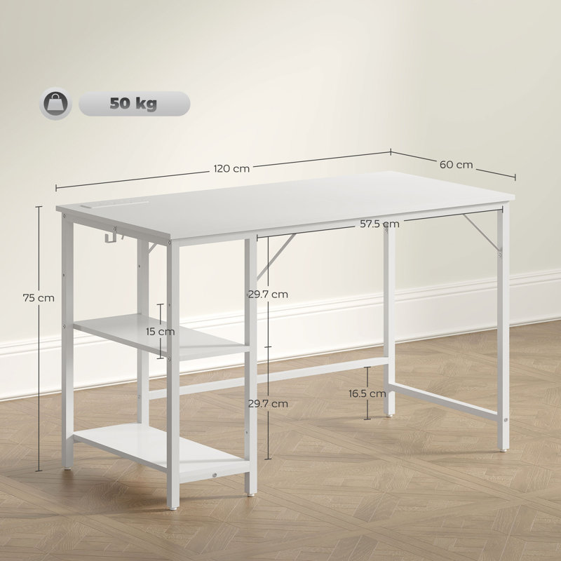 Metal Base Computer Desk with Power Outlet