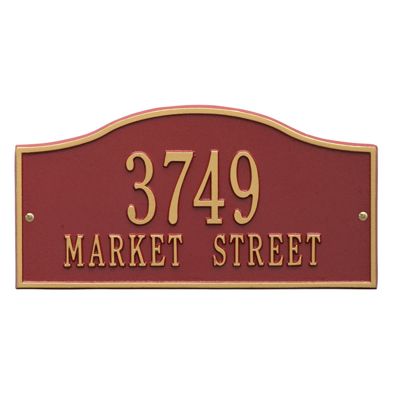 Plaque d'adresse personnalisée, Rouge et or