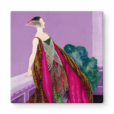 Élégante figure en robe ornée - art mural carré sur toile