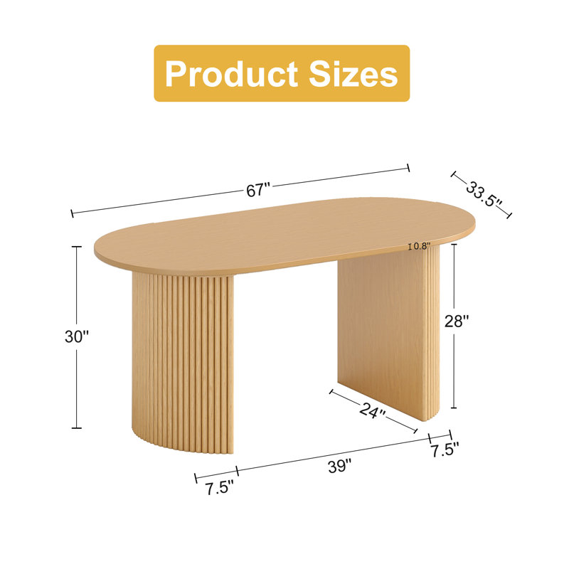 Fohoren 30"H×33.5"W Oval Dining Table Double Pedestal Kitchen Table