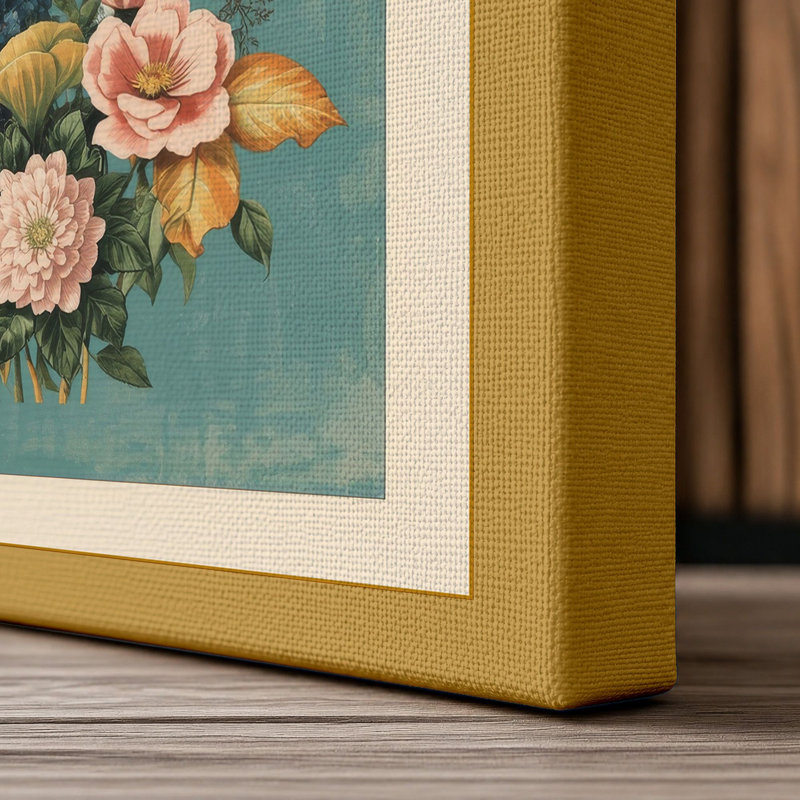 Arrangement Botanical - Wrapped Canvas, 36x24 - 91.4 x 61.0 cm, Ochre Border