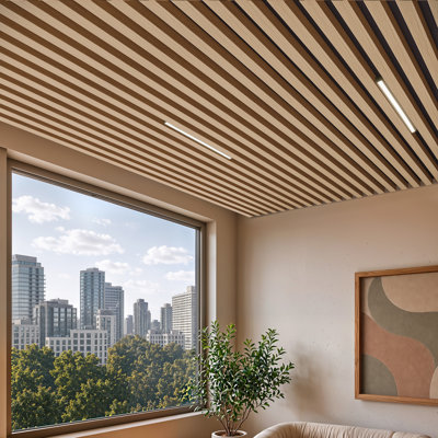 78.7" Decorative WPC Ceiling Baffle System with Rods, Keels & Hardware, Modern Acoustic Ceiling Tubes