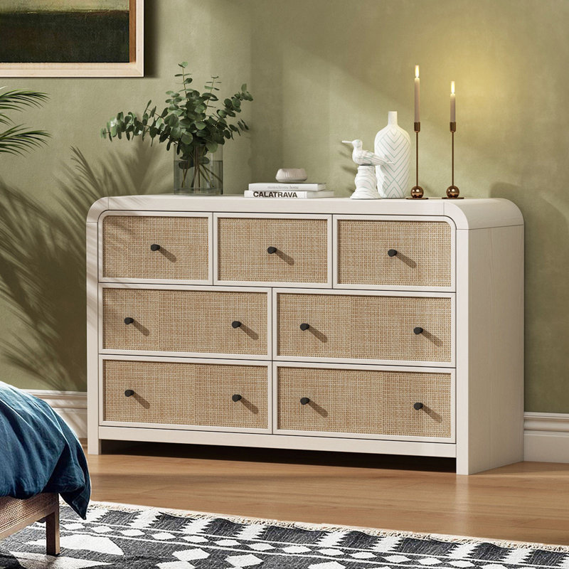 Commode 7 tiroirs Cevat, Ivoire ivoire