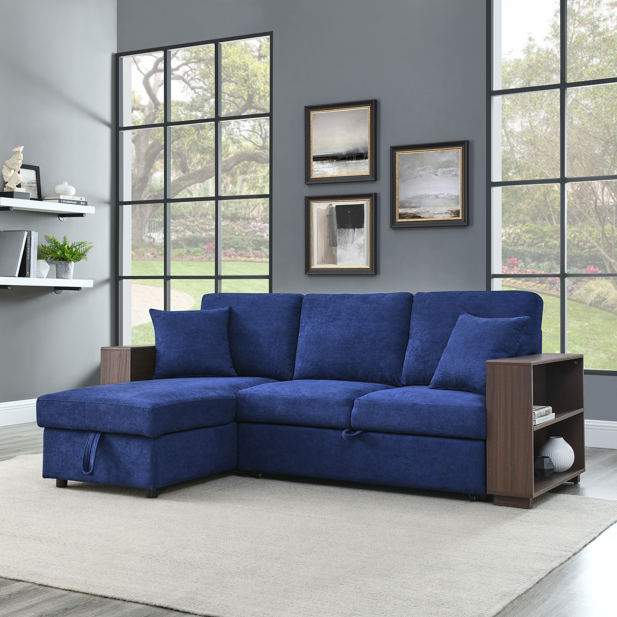 Latitude Run® Sectional Sofa with Pulled Out Bed, 2 Seats Sofa and