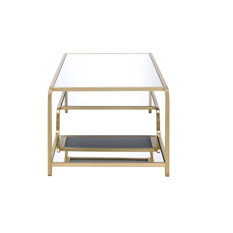 Table basse élégante avec miroir - compartiments ouverts, rangement pratique, profondeur de produit moderne de 24 po, polyvalente