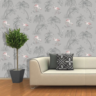 Dutch Wallcoverings Wallpaper Flamingo