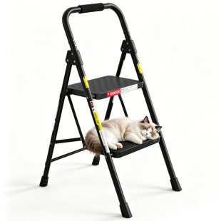 Folding 2‑Step Ladder – Heavy‑Duty Step Stool for Adults, Featuring a Cushioned Handle, Wide Pedal, and 330 lbs Load Capacity