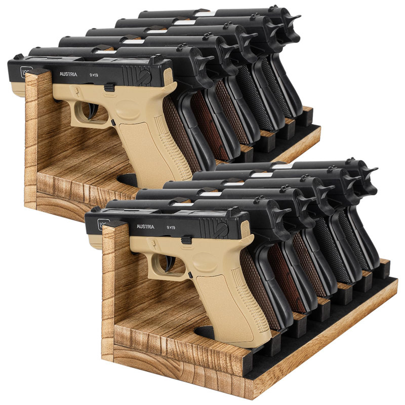 Paquet de 2 porte-pistolet en bois massif pour porte-pistolet, solution de rangement pour armes à feu personnalisée (porte-pistolet 6)