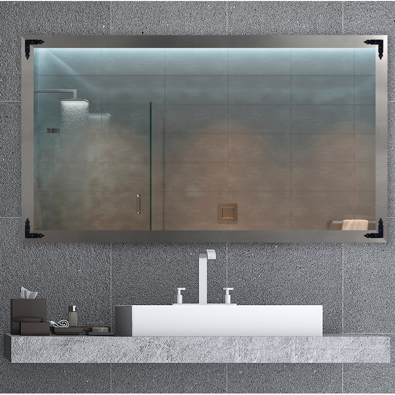 Heavner Flat Wall Mirror, 55" H x 38.5" W, Silver