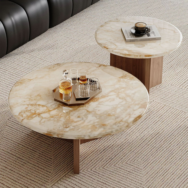 Table basse ronde en marbre de style italien italien