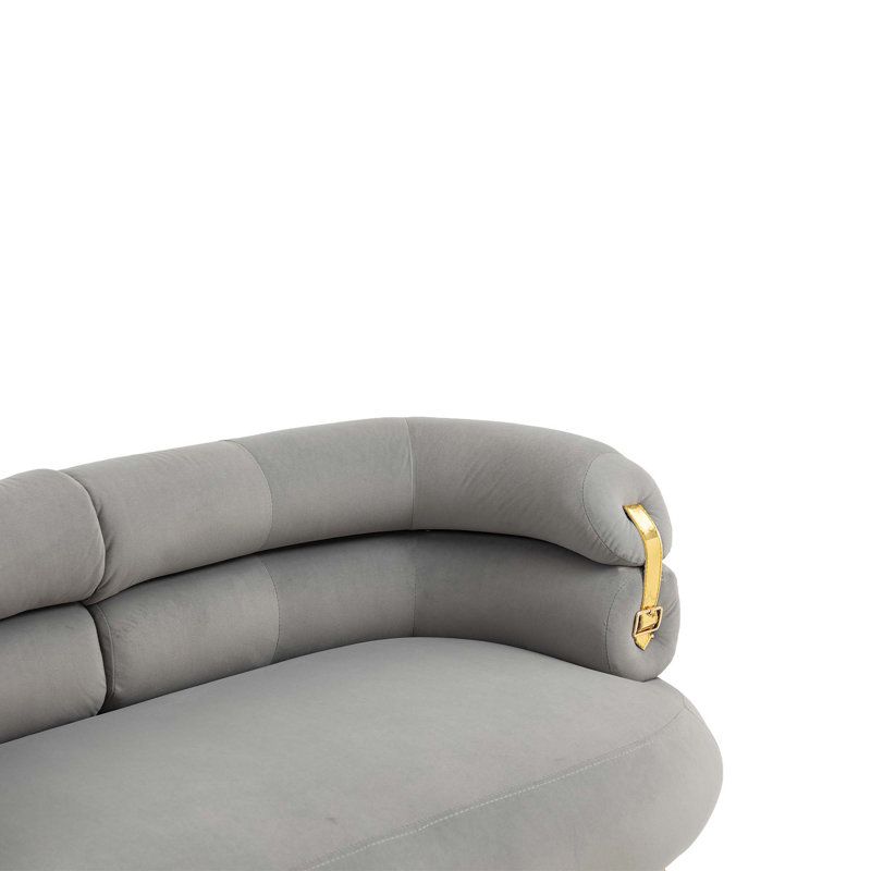 Chaise d'appoint avec pieds dorés, Velours gris