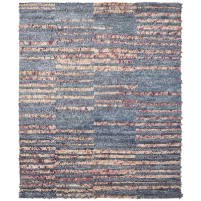 Hand Knotted Wool Area Rug in Pink/Gray