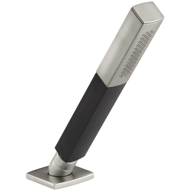 Shift 2.5 GPM Square 2-Way with Black Handle Rain Handheld Shower Head, Vibrant Brushed Nickel