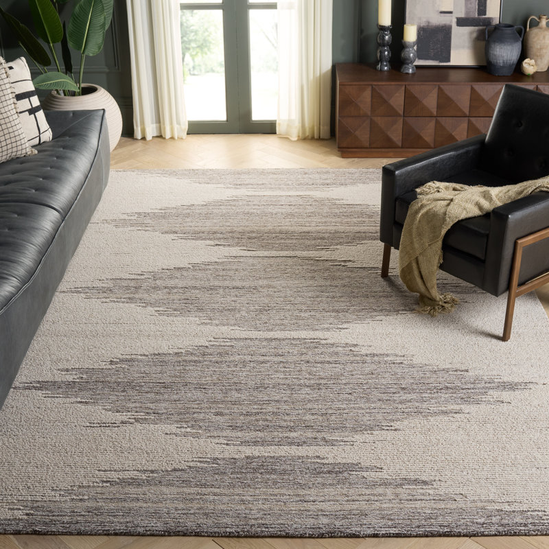 Abstract Hand Tufted Wool, Cotton Abstract Indoor Rug, Rectangle 8' x 10'