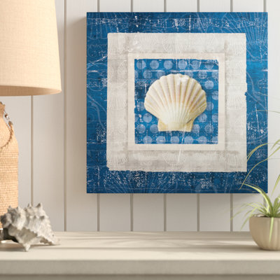 « sea shell iii on blue », impression sur toile tendue