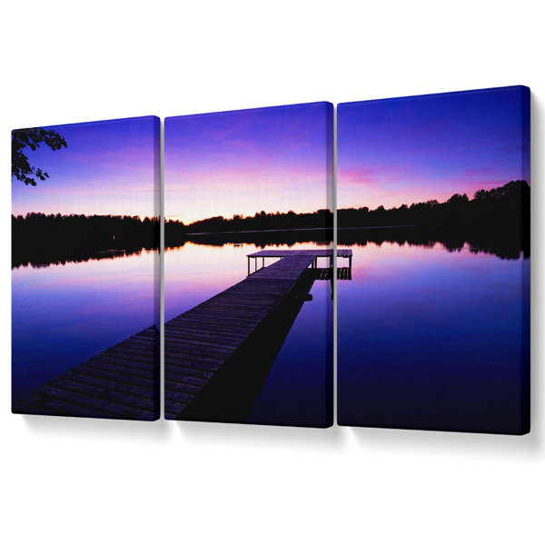 Union Rustic Purple Pier Calm - 3 Piece Wrapped Canvas Graphic Art ...
