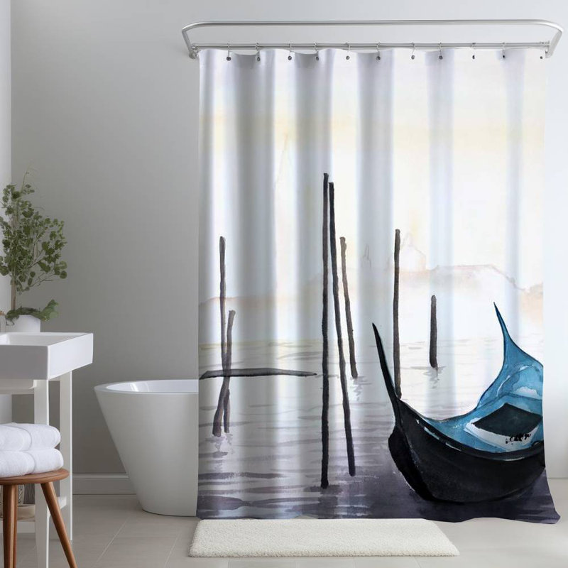 Shower Curtain LA130 – Polyester Shower Curtain, Dye Sublimation Print, 71" W × 74" L