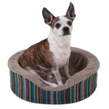 Striped Orthopedic Faux Suede Pet Bed
